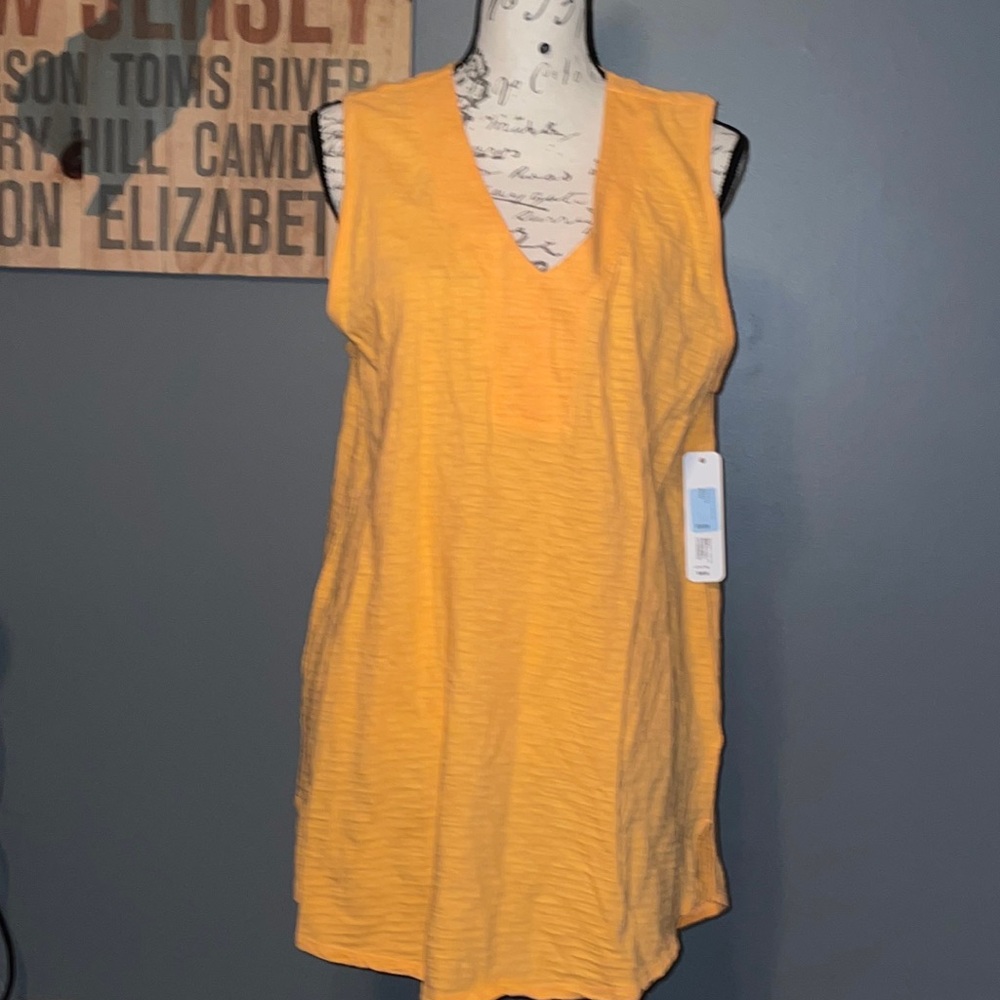 NWT Soft Surroundings Dolly Slub V neck tank papaya Sz Large